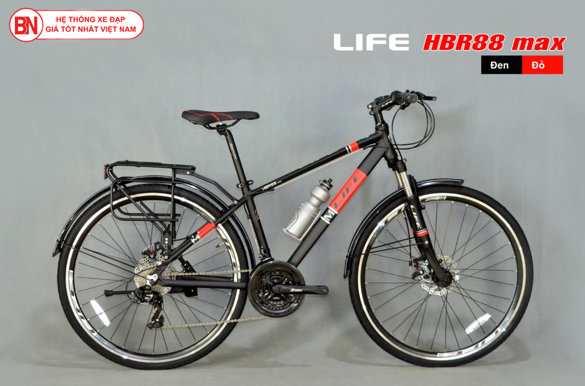 Xe đạp Hybrid Life HBR88 màu đen đỏ