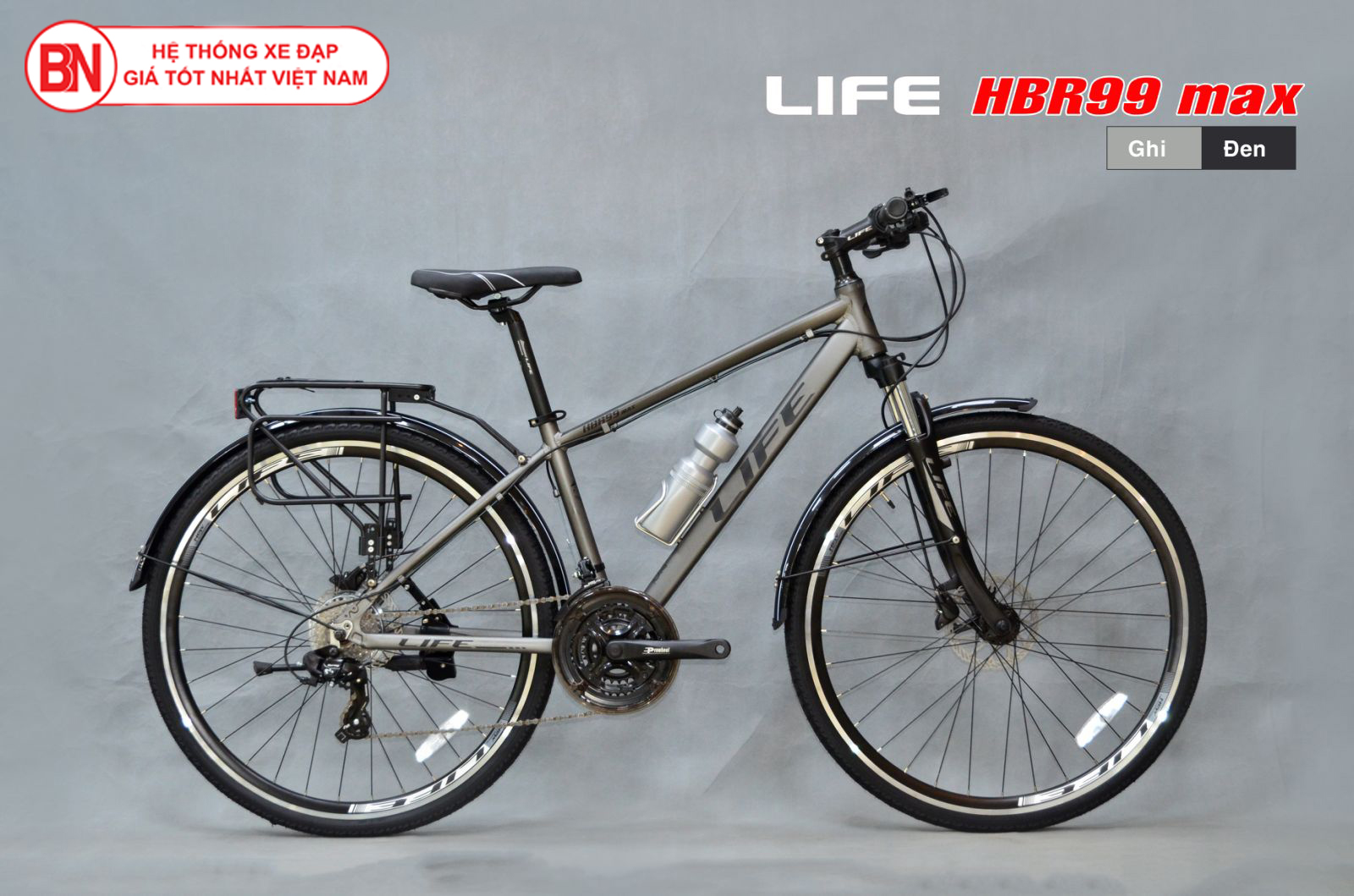 Xe đạp Hybrid Life HBR99 màu Ghi đen