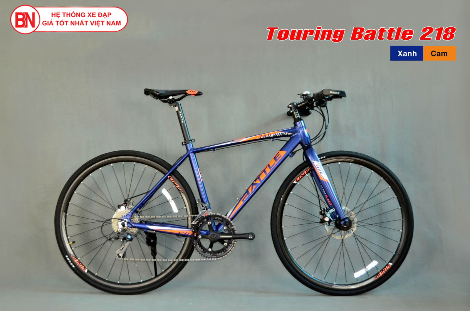 Xe đạp touring battle Tail Wind 218 màu xanh cam