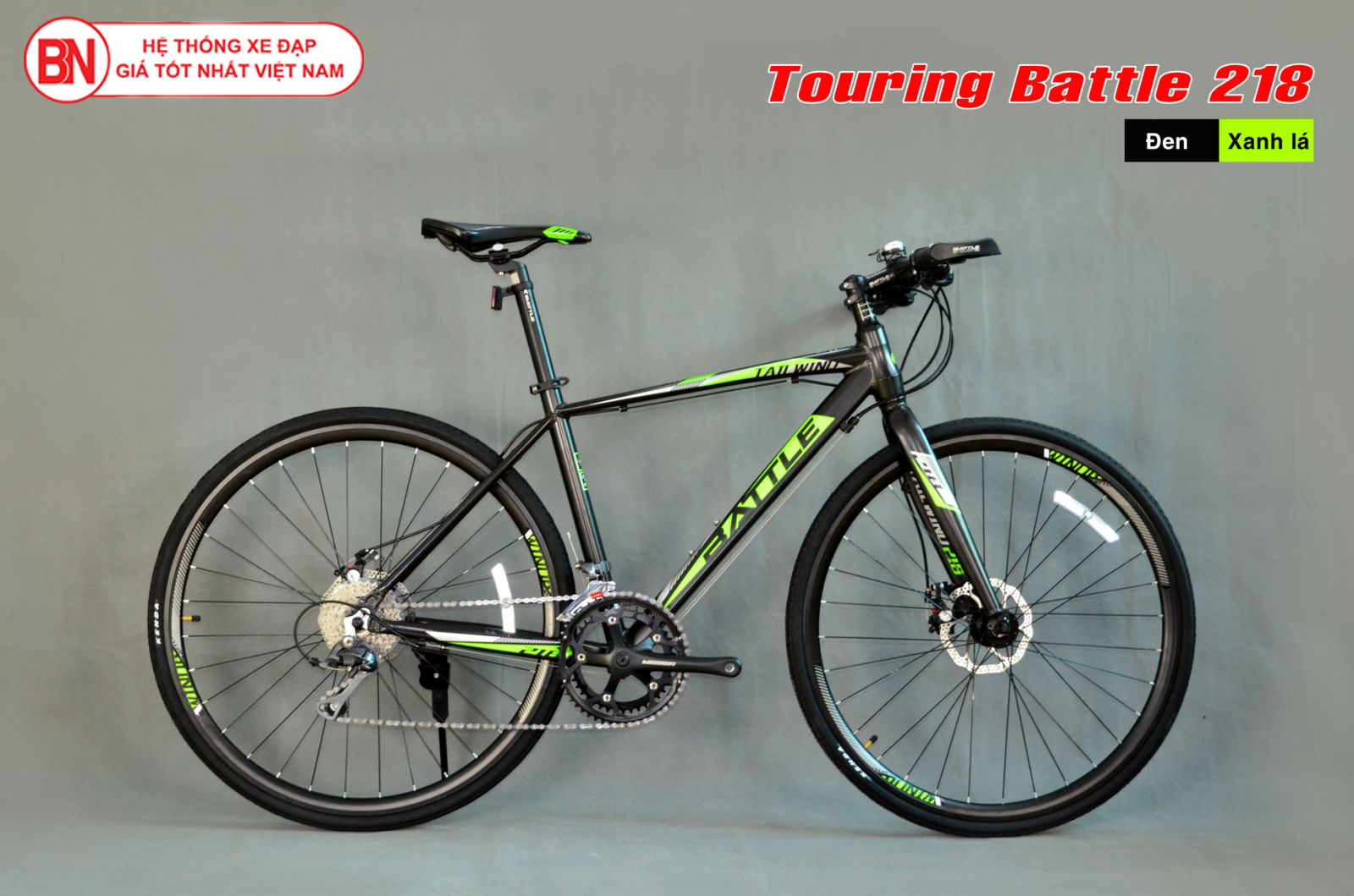 Xe đạp touring battle Tail Wind 218 màu xanh cam