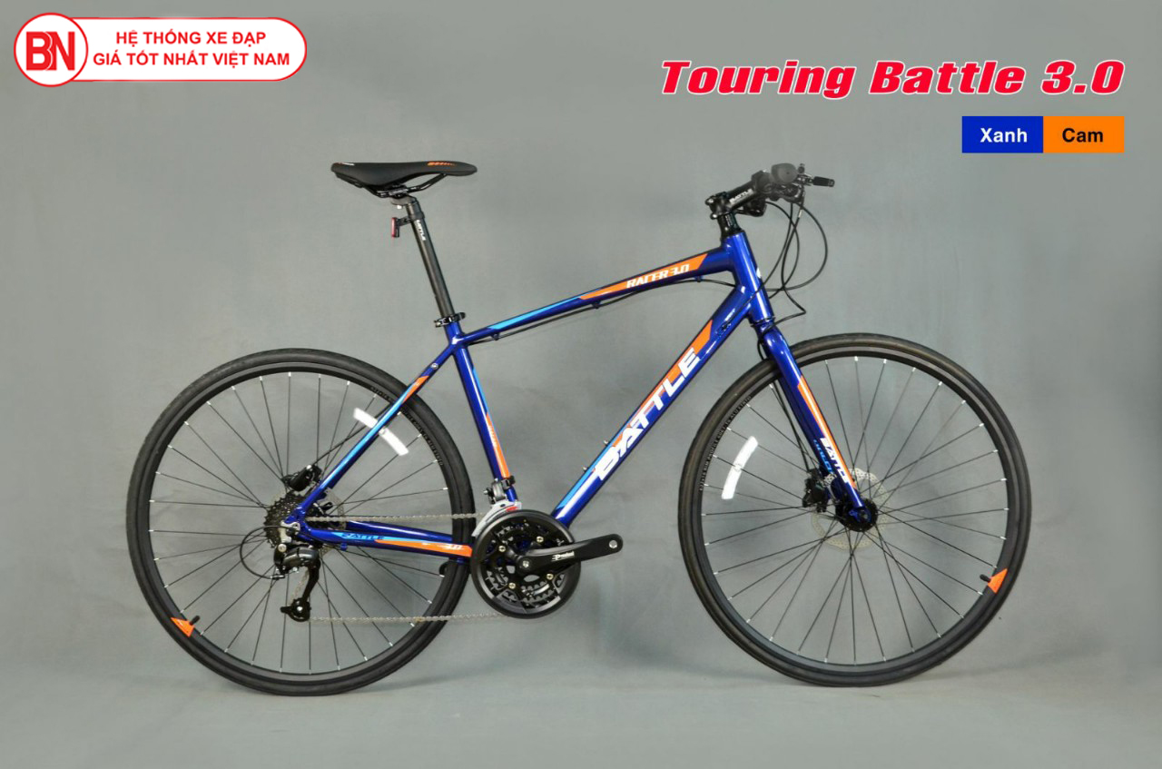 Xe đạp touring battle 3.0 màu ghi xanh