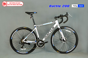 Xe đạp touring battle 200 màu trắng xanh