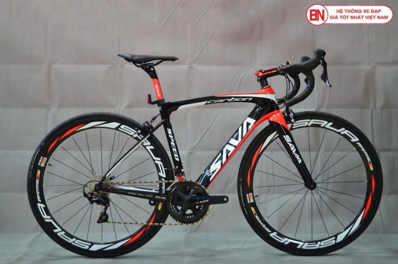 Xe đạp đua SAVA Carbon Pro6.0 màu đen đỏ