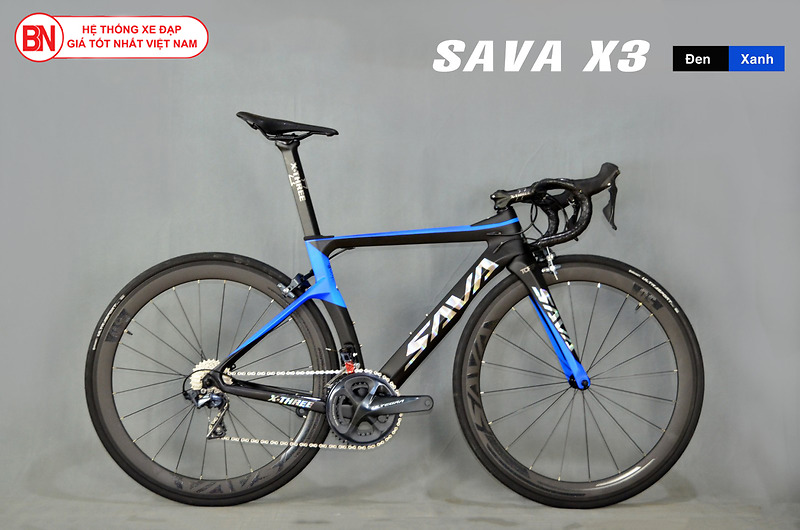 Xe đạp đua Carbon SAVA X3 2020 màu đen xanh